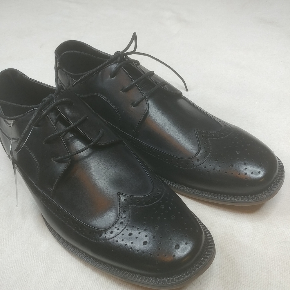 Men's Dress Shoes Eleganza Wingtip Black Faux Leat